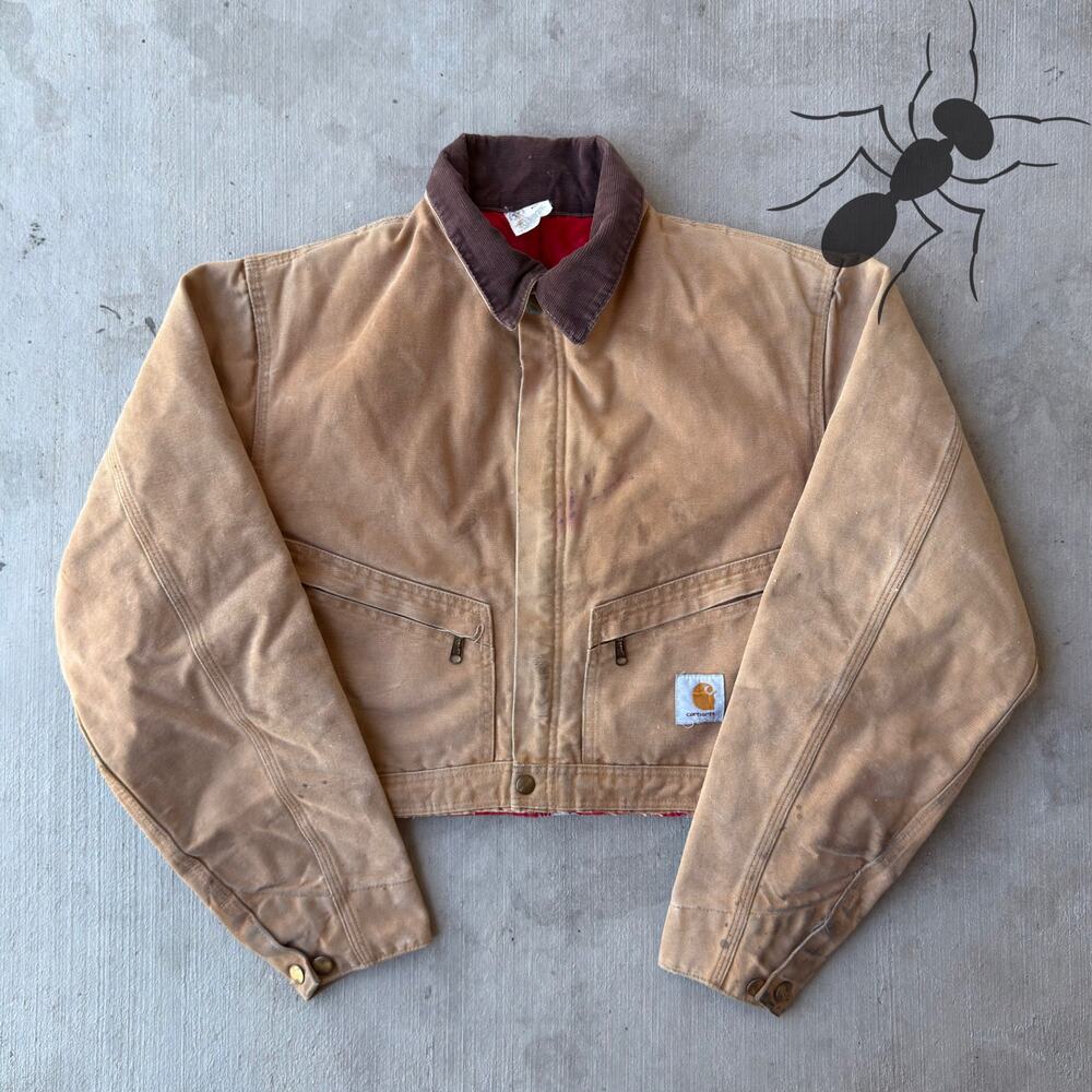 Vintage Y2K Carhartt brown cropped Detroit style work wear jacket
